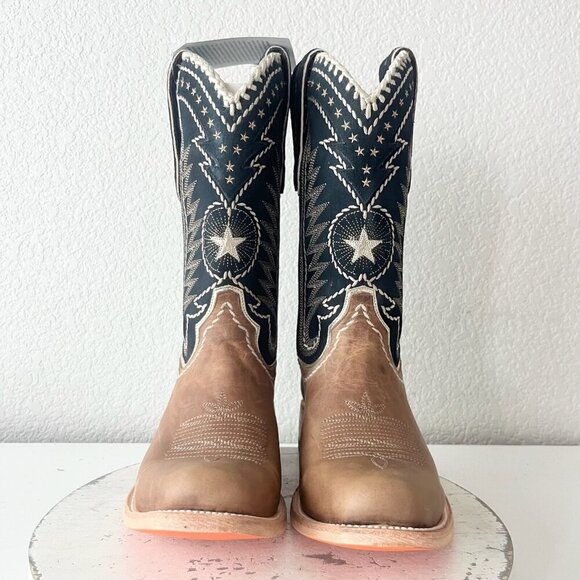 Lane RODEO HOUSTON Mens Cowboy Boots Size 11 Brown Leather Western Blunt Toe - Picture 6 of 13